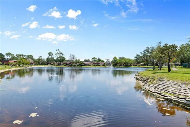 a view of a lake with houses