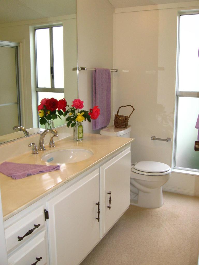 340 Old Mill Road, Unit 181 Santa Barbara, CA 93110 - Photo 11 of 20 a bathroom with a granite countertop sink mirror and toilet