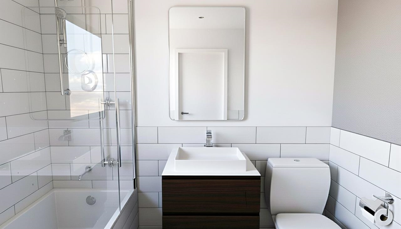 6010 Boulevard East, Unit 54 West New York, NJ 07093 - Photo 13 of 20 a bathroom with a sink mirror toilet and bathtub