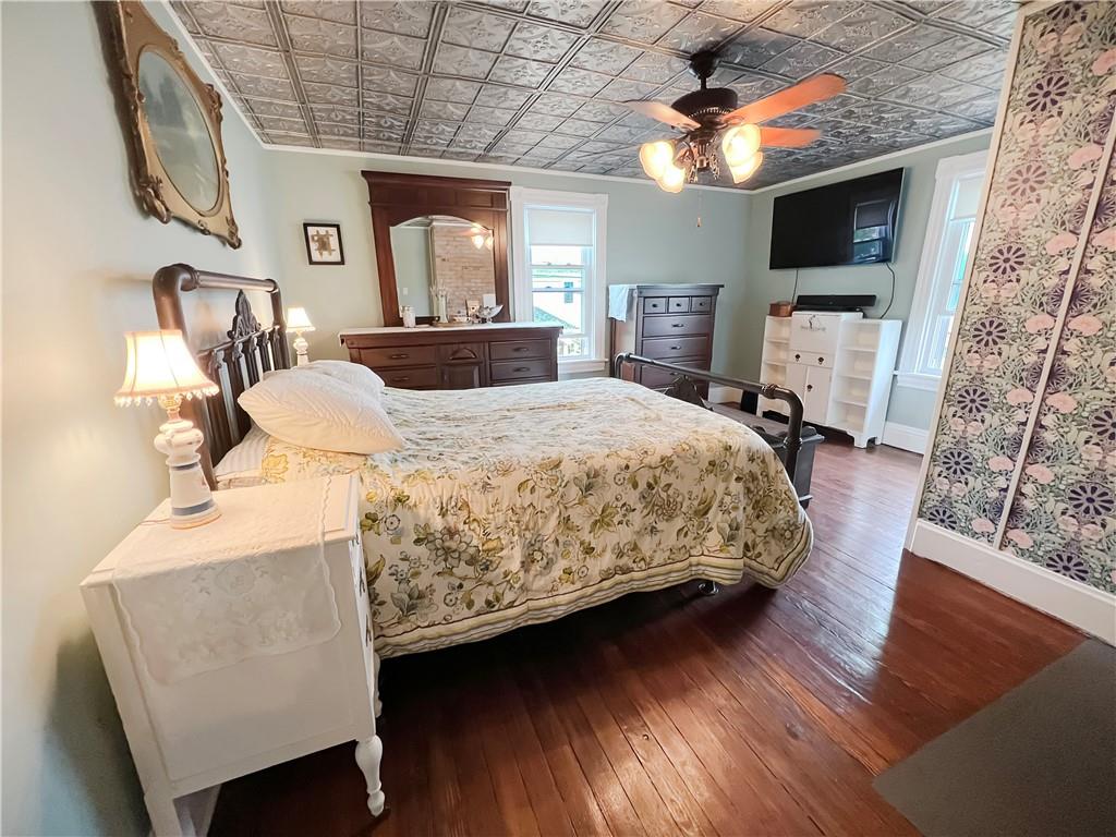 203 Delafayette Street Perryopolis, PA 15473 - Photo 19 of 37 The master bedroom has original refinished hardwood floors and a new tin look ceiling.