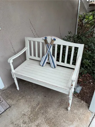 a view of wooden floor in a backyard
