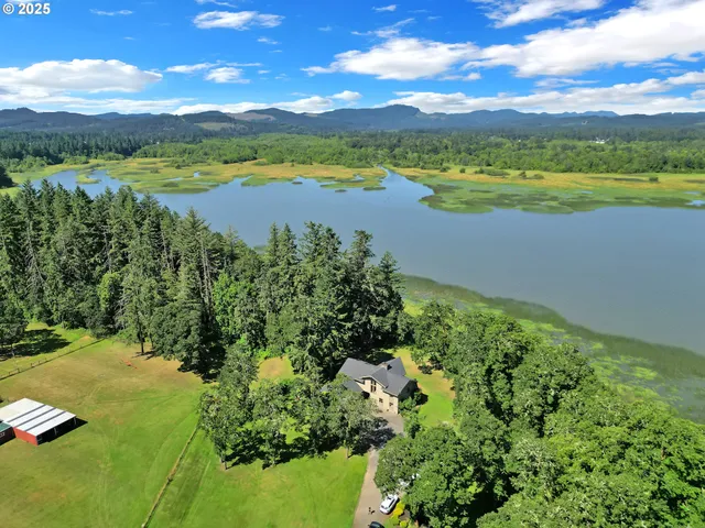 a view of a lake with a mountain