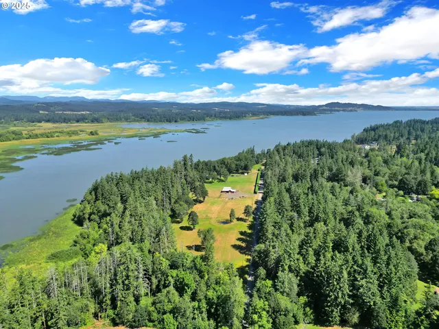 a view of a lake with a beach
