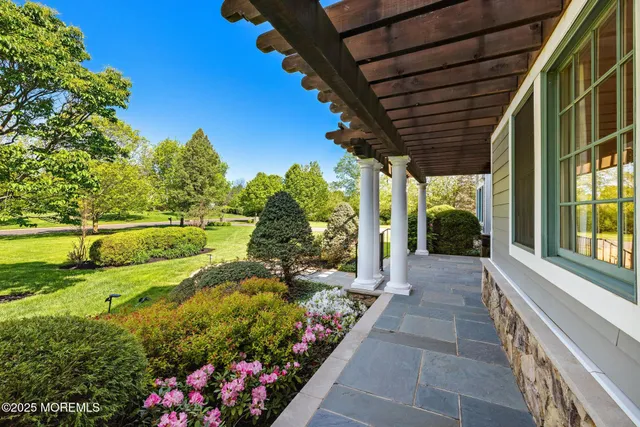 a view of an outdoor space and swimming pool