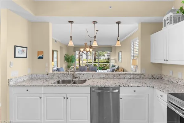 a view of a granite countertop sink