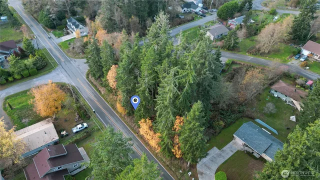 an aerial view of a house