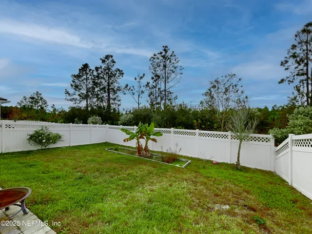 a view of a park with large trees