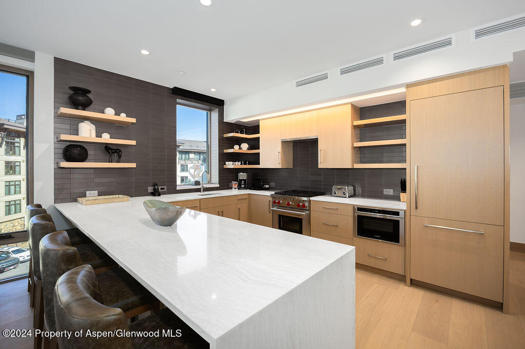 130 Wood Road, Unit 464 Snowmass Village, CO 81615 - Photo 4 of 19 a kitchen with stainless steel appliances a stove sink and cabinets