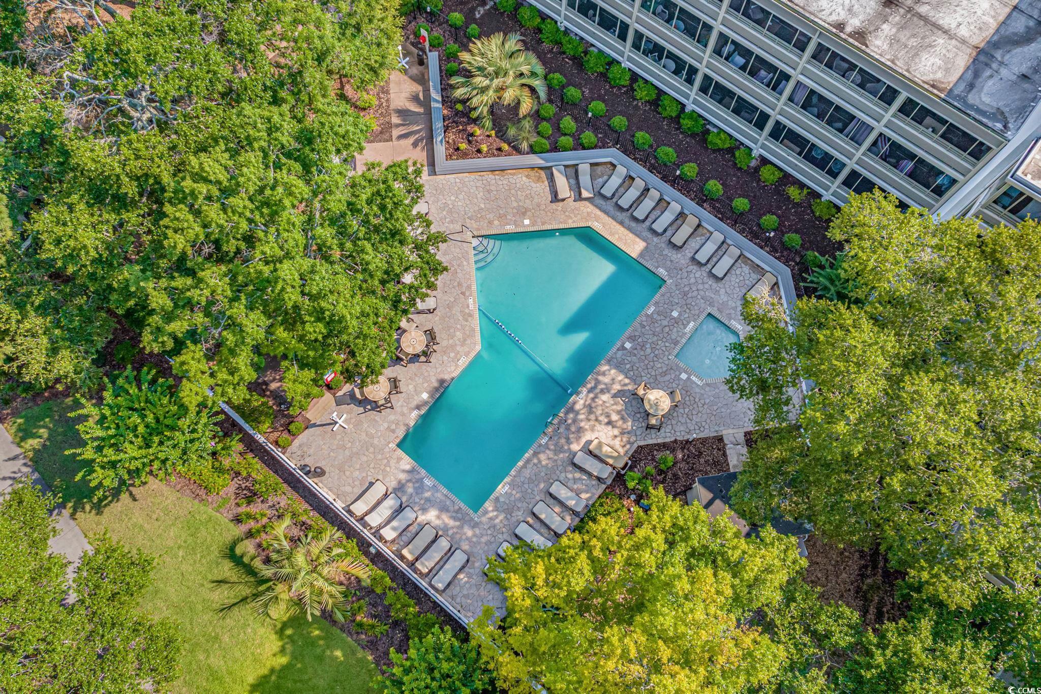 415 Ocean Creek Drive, Unit 2346 Myrtle Beach, SC 29572 - Photo 31 of 40 Drone / aerial view of a pool area