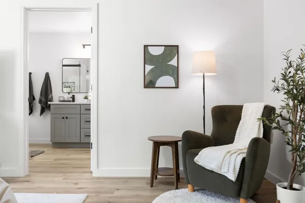 a view of a livingroom with furniture and a couch