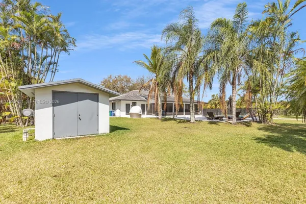 a view of a house with a backyard