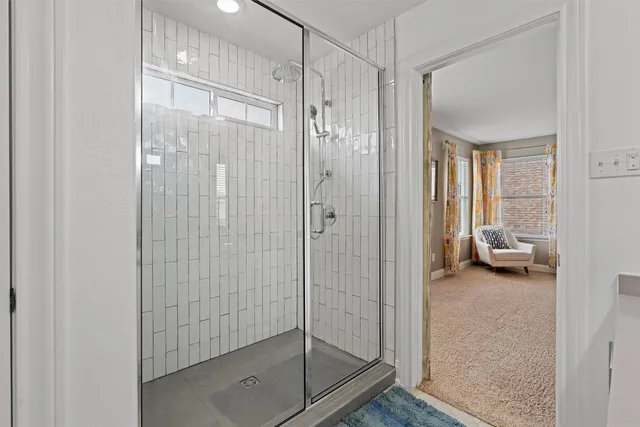 a bathroom with a shower
