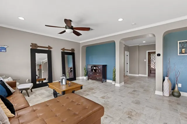 a living room with furniture