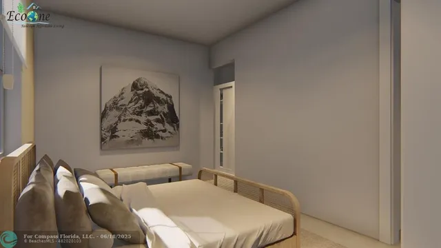 a bedroom with bed and window