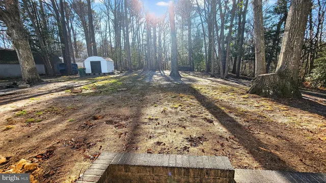 a view of a house with backyard and trees