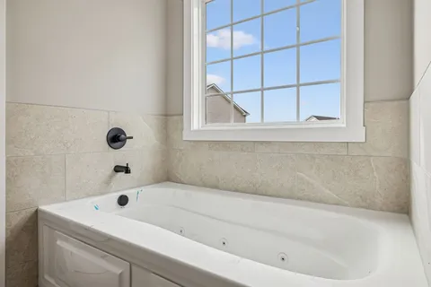 a bathroom with a bathtub