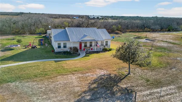 an aerial view of a house