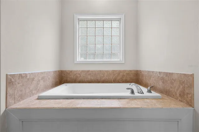 a bathroom with a bathtub