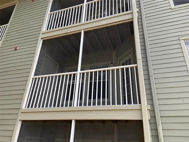 a view of wooden balcony