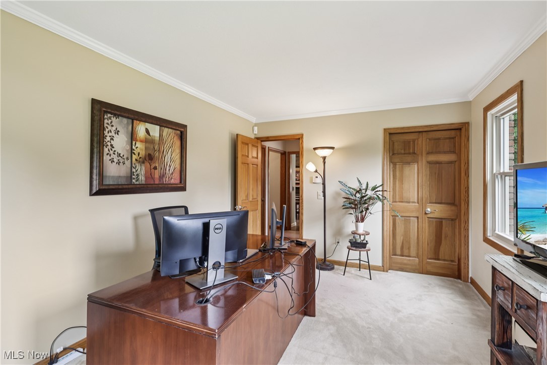 4101 Huffman Road Medina, OH 44256 - Photo 33 of 48 Office area featuring ornamental molding and light colored carpet