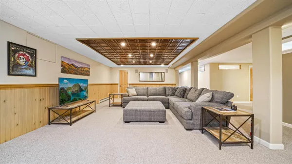 a living room with furniture