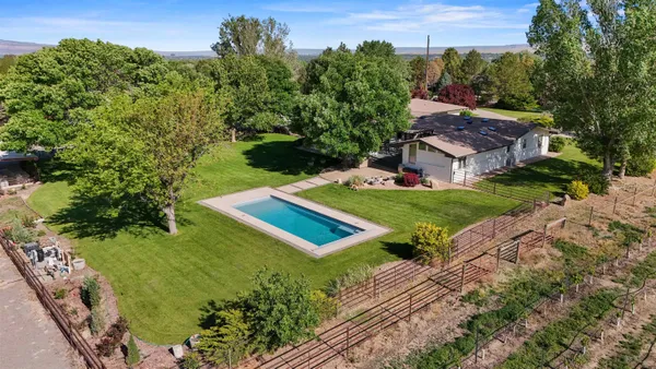 an aerial view of a house