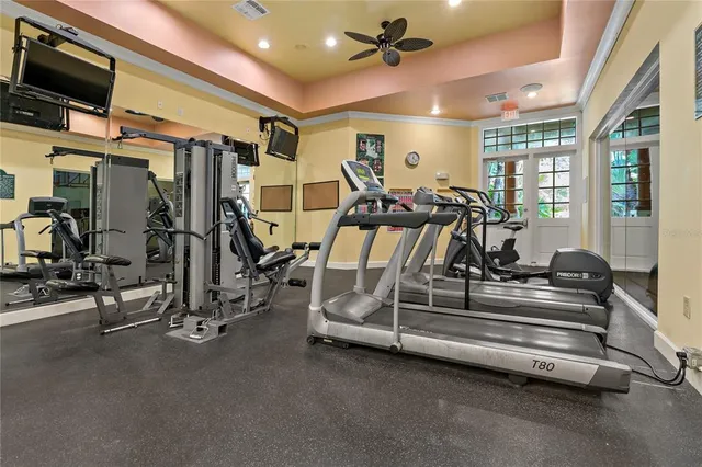 a view of a room with gym equipment