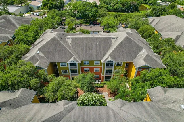 an aerial view of a house