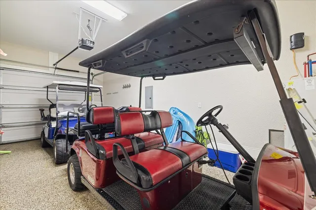 a view of a storage room with furniture