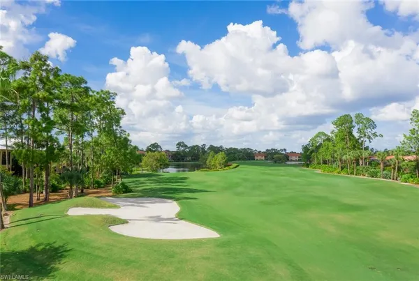 a view of a golf course with a garden