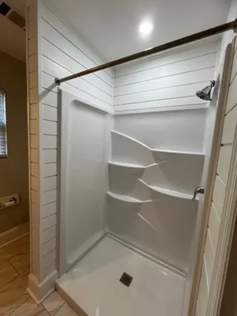 a bathroom with a shower