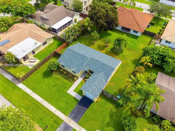 an aerial view of a house