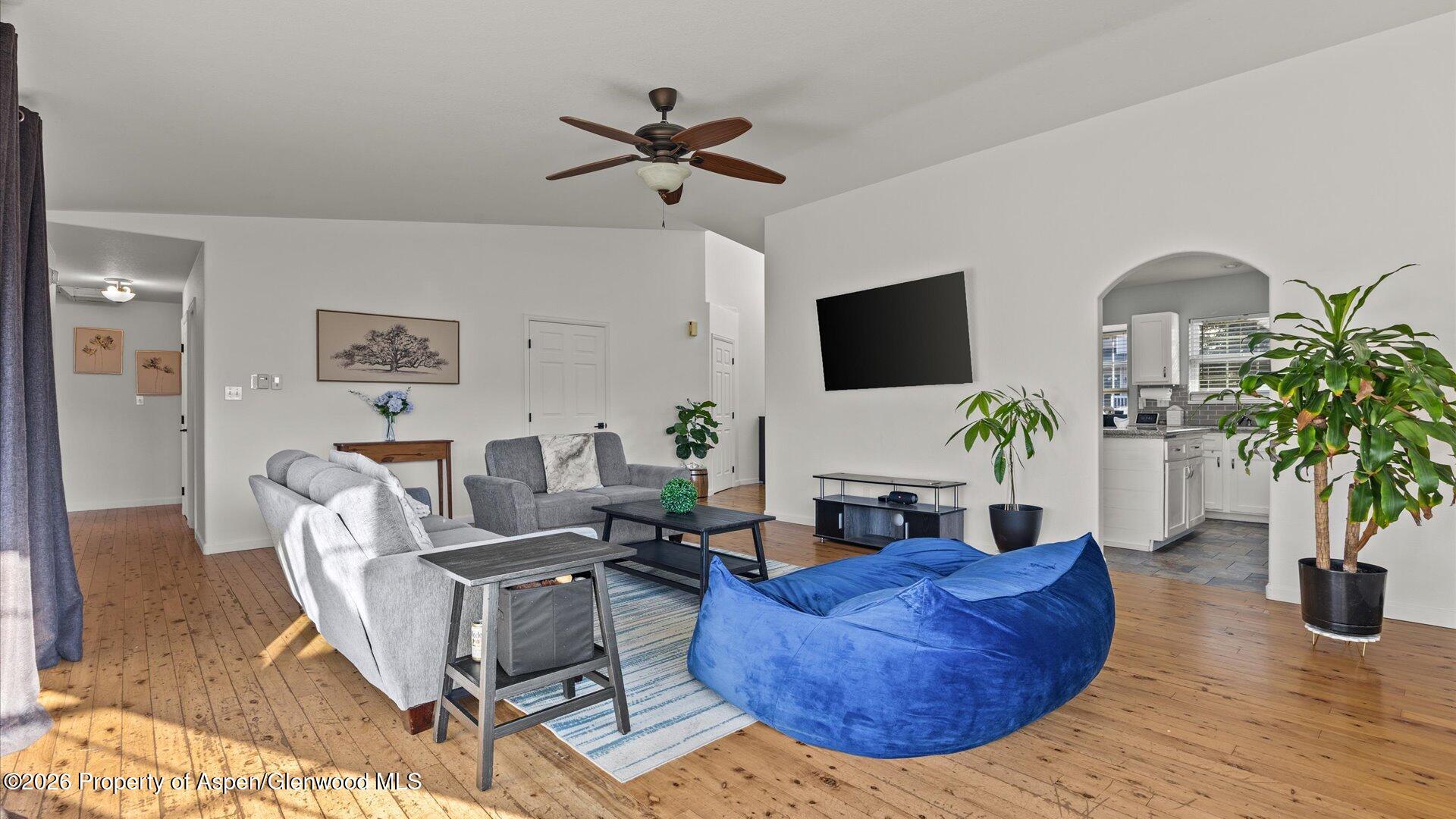1557 East 12th Street Rifle, CO 81650 - Photo 7 of 26 a living room with furniture a potted plant and a flat screen tv