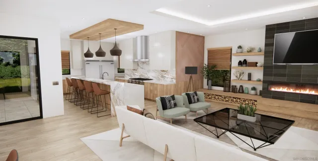 a living room with furniture wooden floor and a flat screen tv