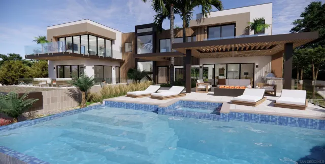 a view of a patio with couches table and chairs and potted plants