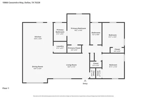 $315,000 | 10866 Cassandra Way, Dallas, TX 75228