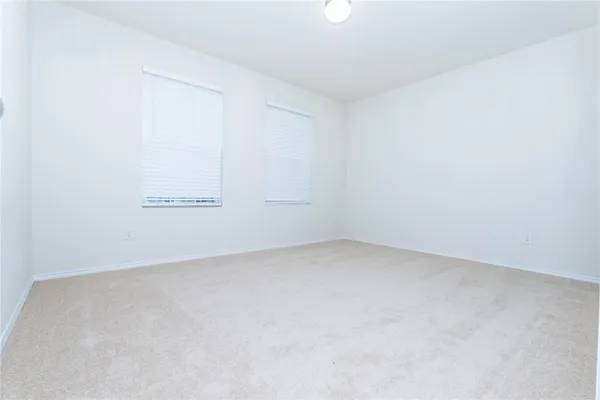 an empty room with a workbench