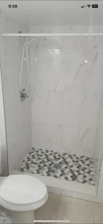 a bathroom with a shower