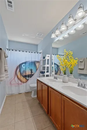 a bathroom with a sink a vanity and mirror