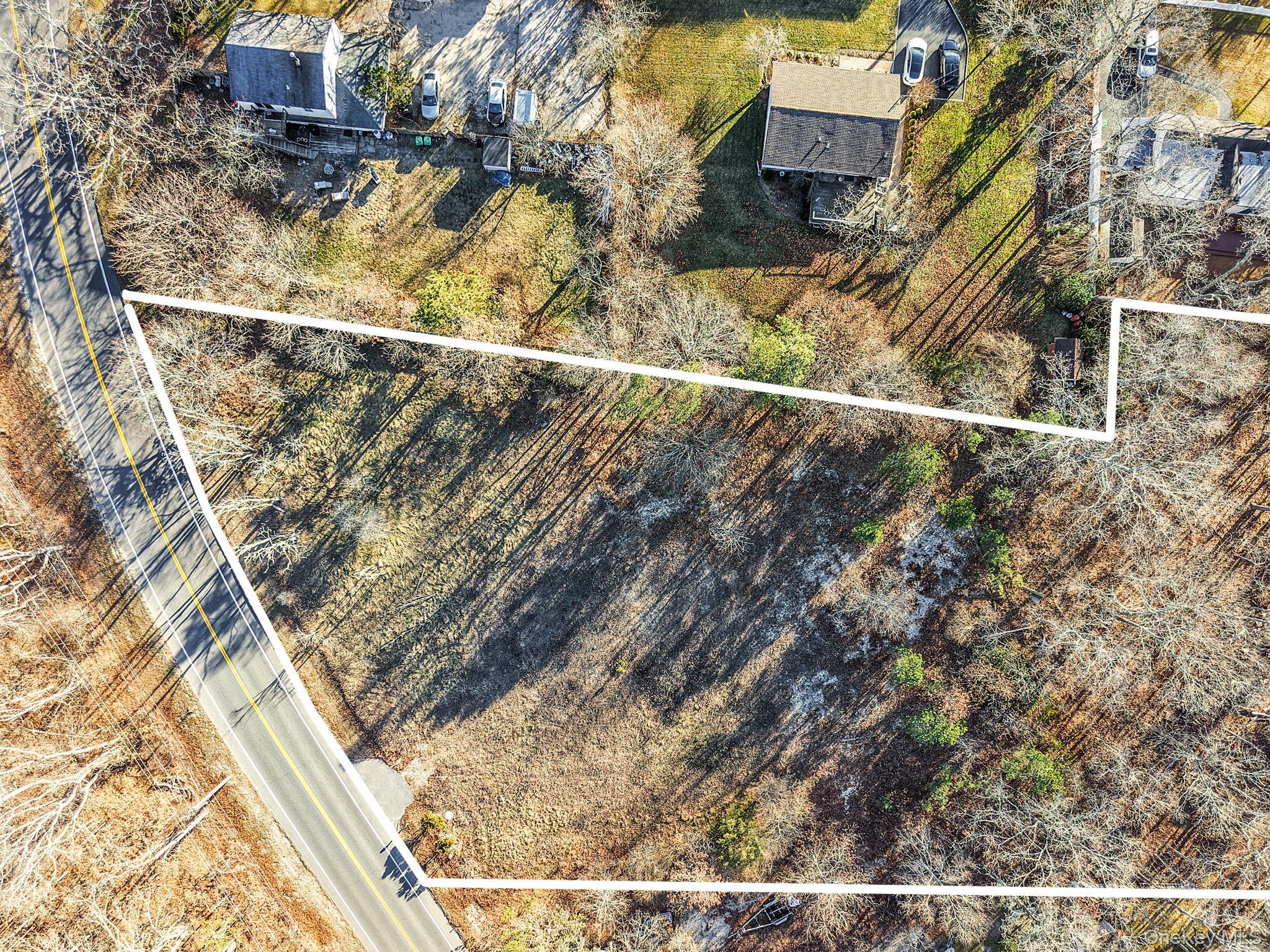 267 Old Country Road Eastport, NY 11941 - Photo 5 of 17 Aerial overview of property's location featuring property parcel outlined
