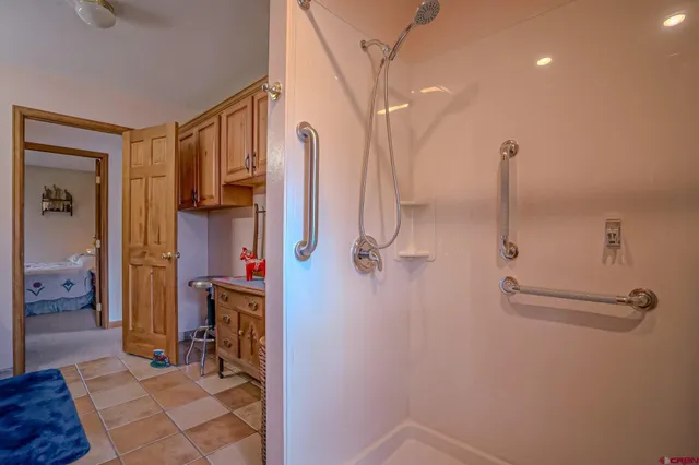 a bathroom with a shower