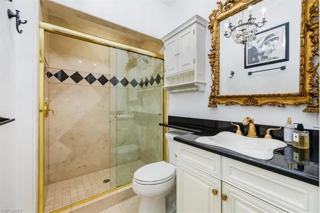 a bathroom with a sink and a shower curtain