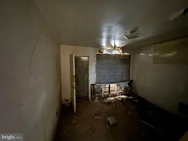 a room with workbench and outdoor seating