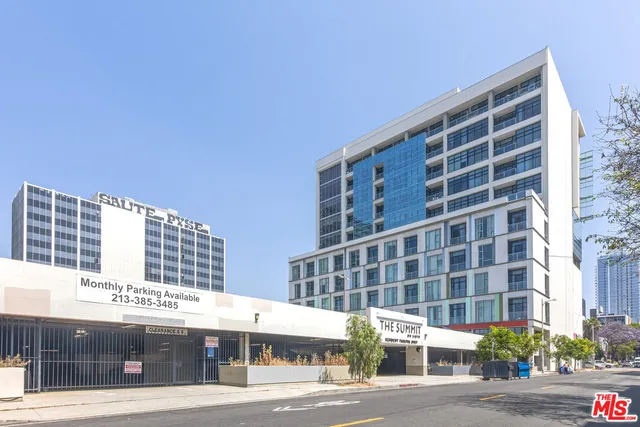 a view of a building and a street