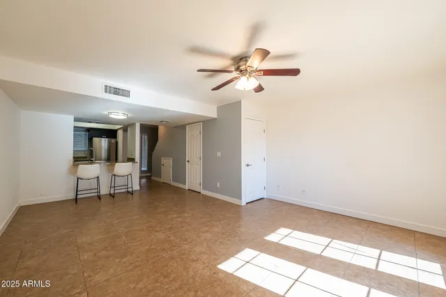 a view of balcony with wooden floor