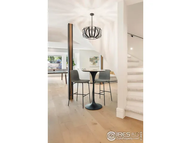 a dining room with furniture