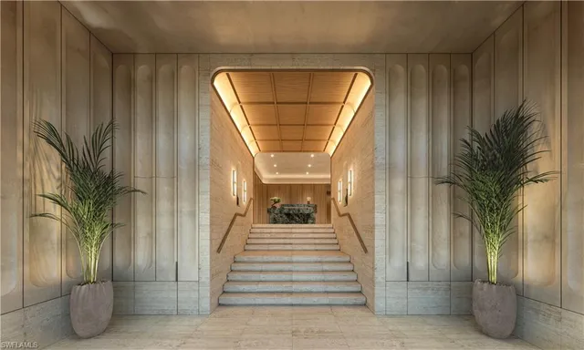 a view of staircase with large window