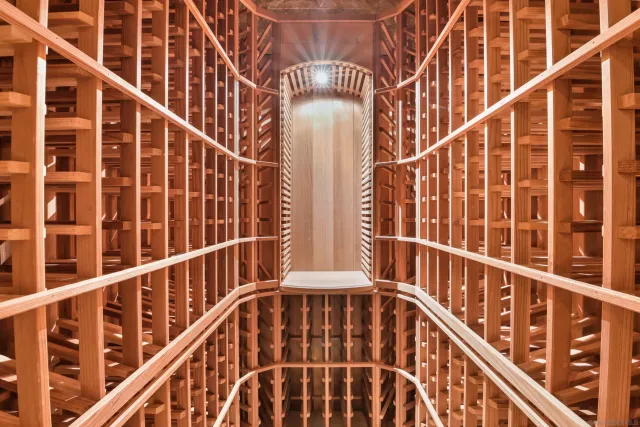 a front view of a house with a yard and fountain