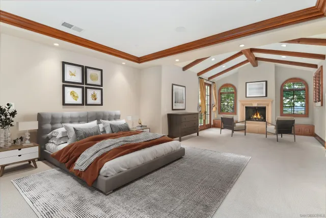 a view of a garden with houses