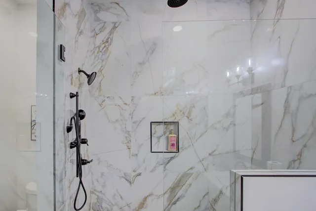 a bathroom with a shower